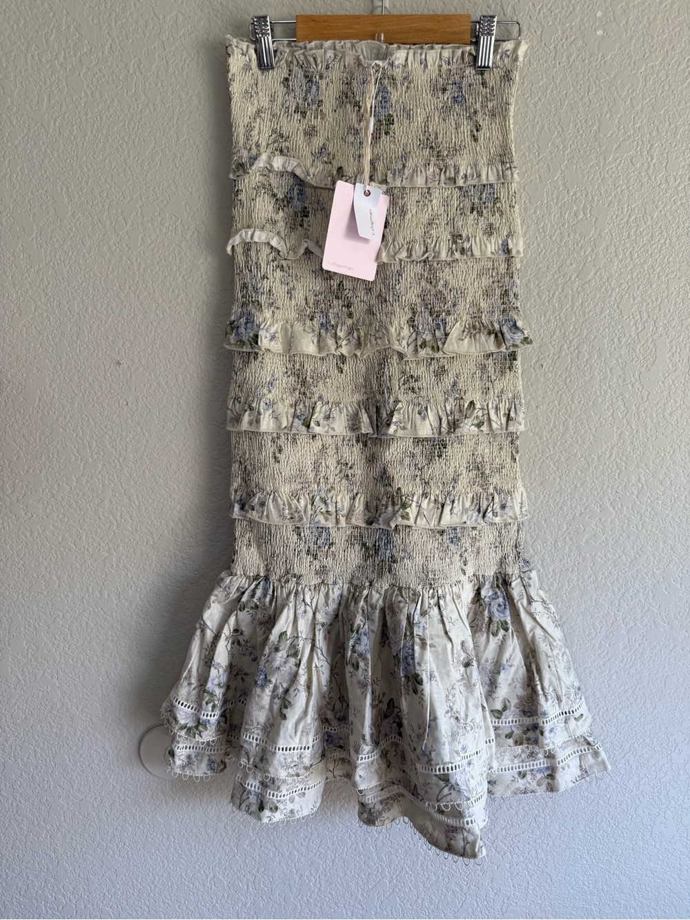 V. Chapman Cream Floral Midi Skirt